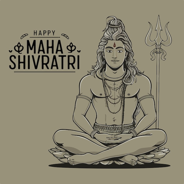 Illustrazione del festival indiano di Lord Shiva per la felice Maha Shivrati
