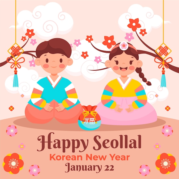 Illustrazione del festival seollal piatto