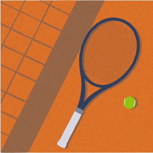 Illustrazione del fondo del campo di terra battuta del rastrello di vettore di tennis