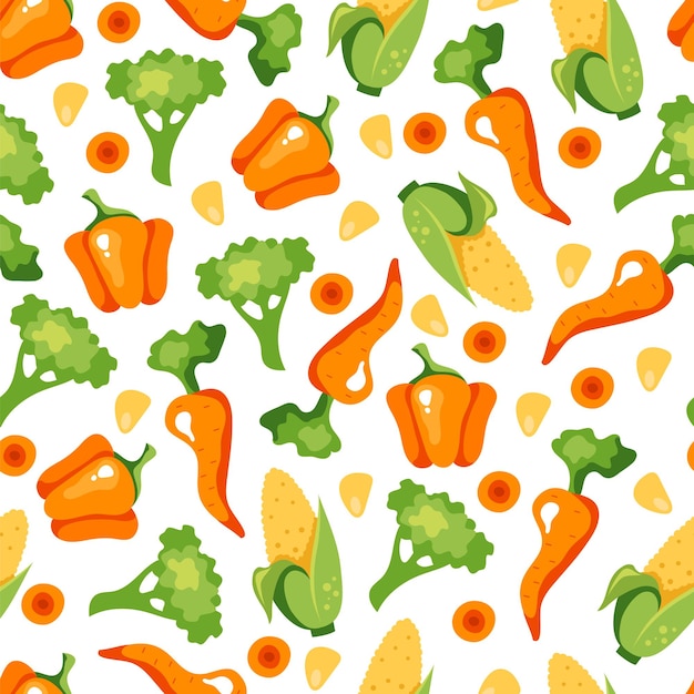 Illustrazione del fondo dell'elemento di disegno del fumetto del modello di copertura dell'involucro senza cuciture dell'alimento vegano vegetale