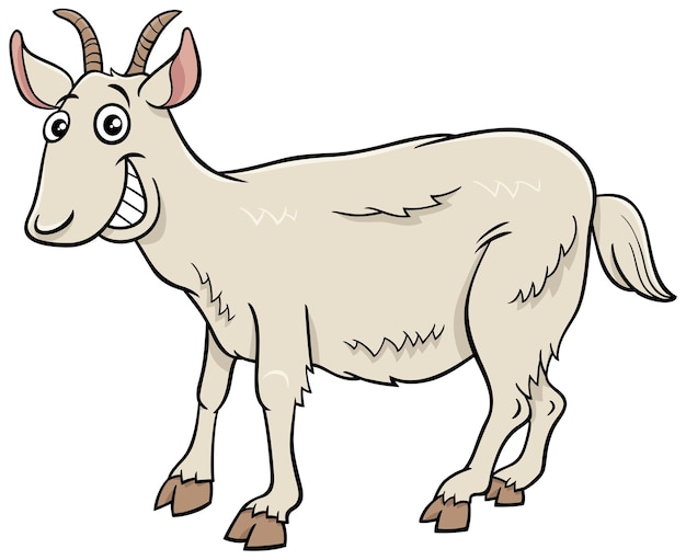 Illustrazione del fumetto del personaggio animale da fattoria divertente della capra