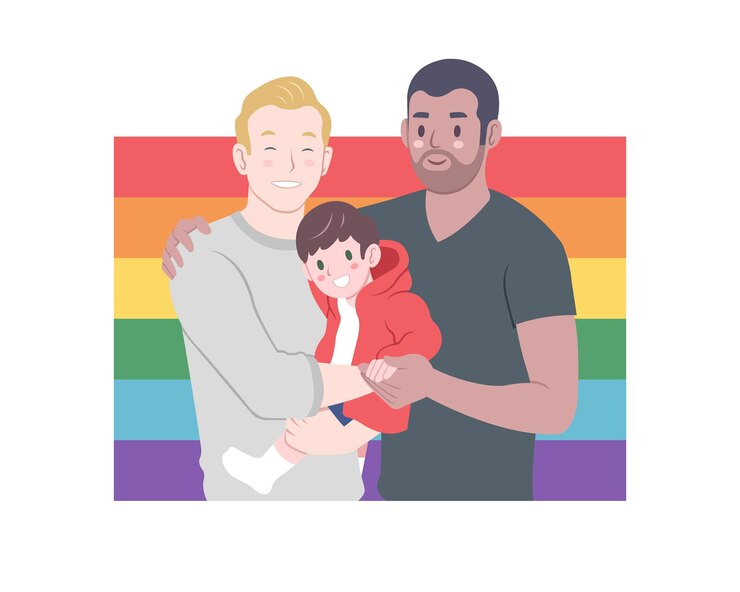 Vettore illustrazione del fumetto della famiglia lgbtq in stile piatto