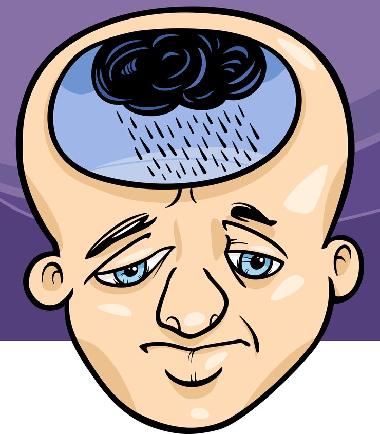 Vettore illustrazione del fumetto di concetto uomo triste