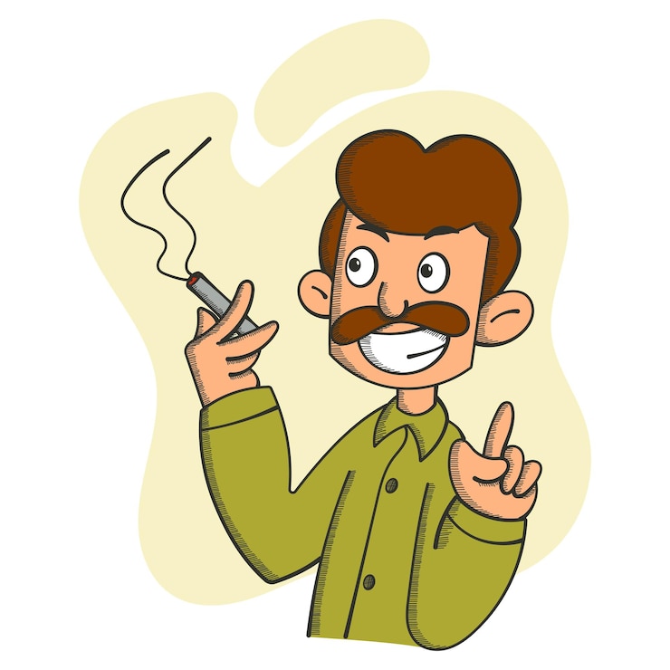 Vettore illustrazione del fumetto di vettore di un uomo che fuma