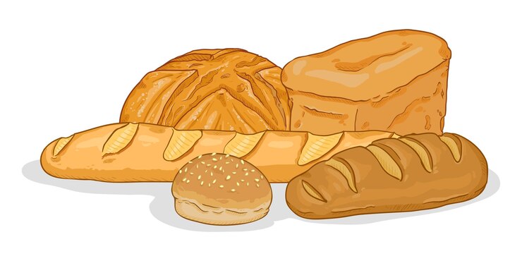 Vettore illustrazione del fumetto di vettore pila di elementi di pane