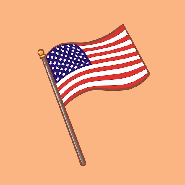 Illustrazione del fumetto disegnato a mano della bandiera americana