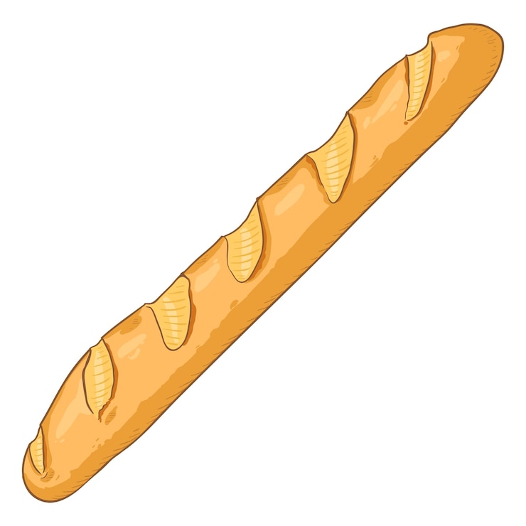 Vettore illustrazione del fumetto singolo vettoriale baguette francese a pagnotta lunga