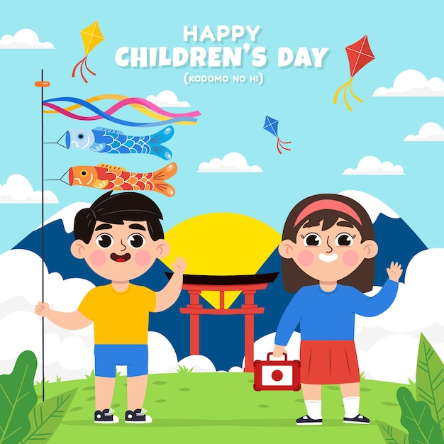 Illustrazione del giorno dei bambini piatto