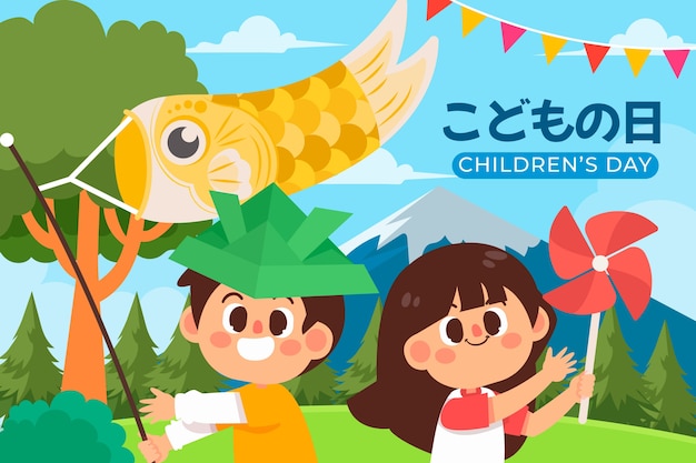 Illustrazione del giorno dei bambini piatto