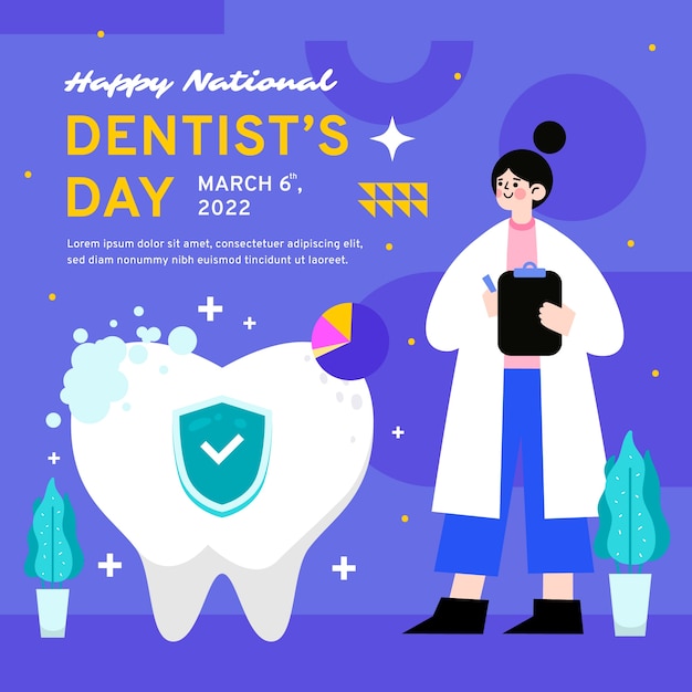 Illustrazione del giorno del dentista nazionale piatto