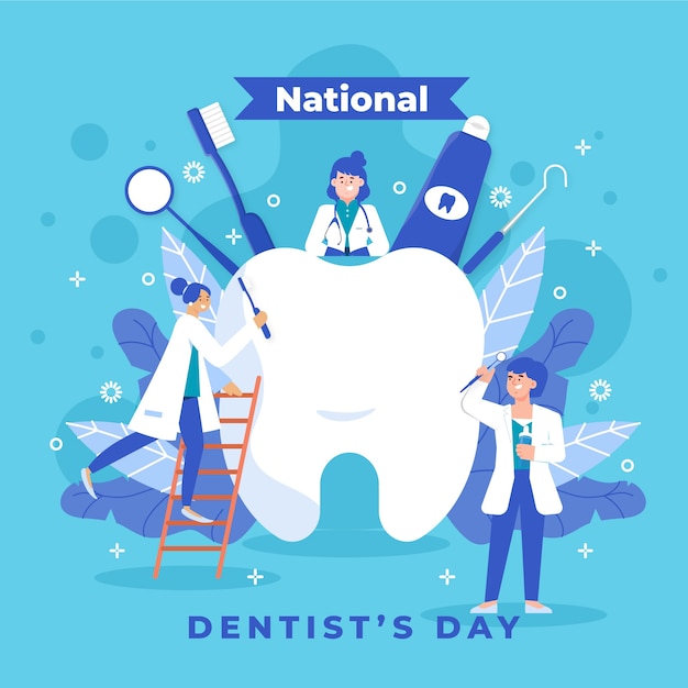 Illustrazione del giorno del dentista nazionale piatto