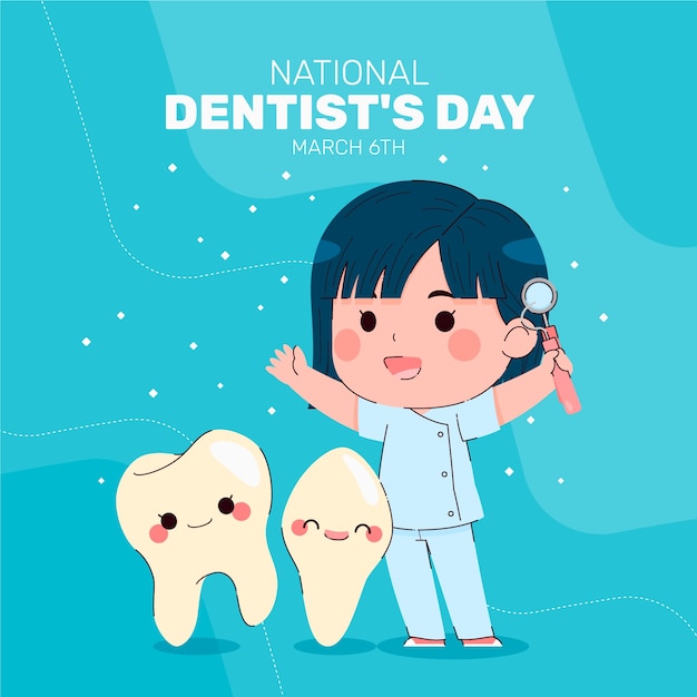 Illustrazione del giorno del dentista nazionale piatto