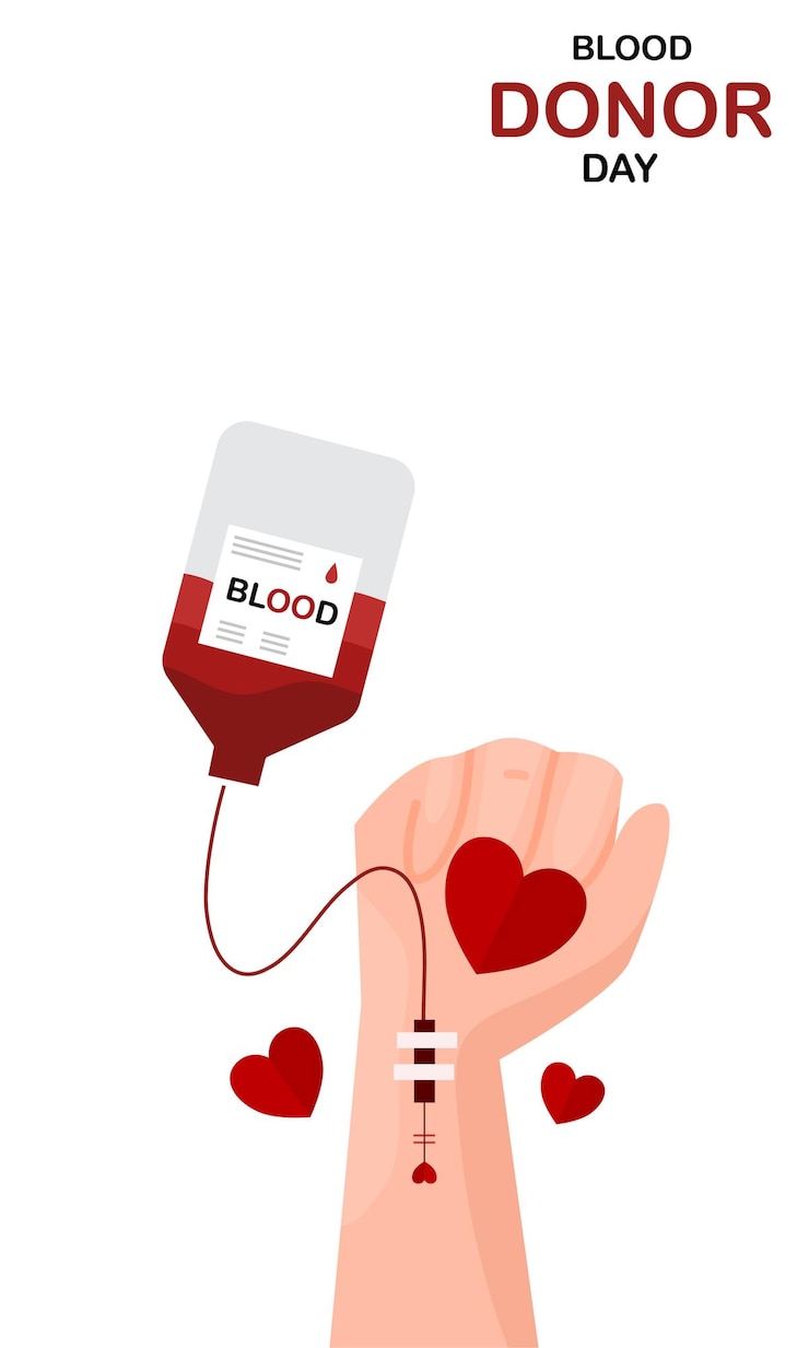 Vettore illustrazione del giorno del donatore di sangue sfondo vettoriale modello di stampa per la donazione di sangue
