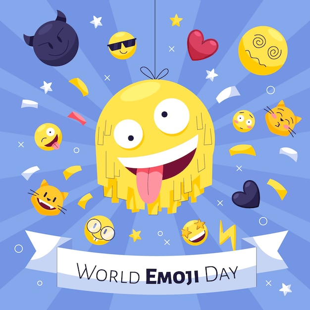 Illustrazione del giorno del mondo piatto emoji