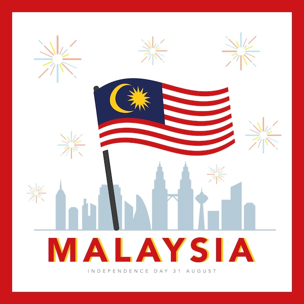 Illustrazione del giorno dell'indipendenza della Malesia. 31 agosto, Merdeka.