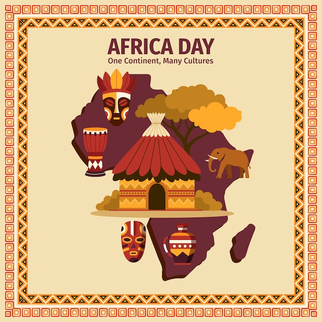 Illustrazione del giorno piatto dell'Africa