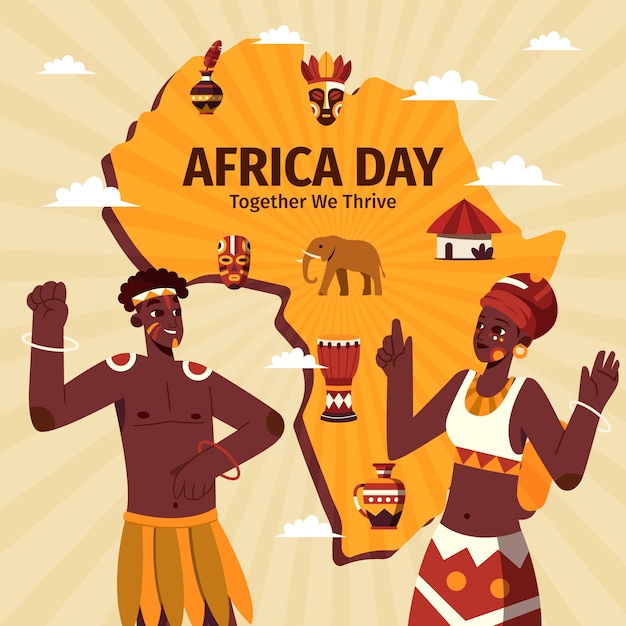 Illustrazione del giorno piatto dell'Africa