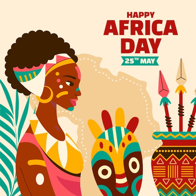 Illustrazione del giorno piatto dell'Africa