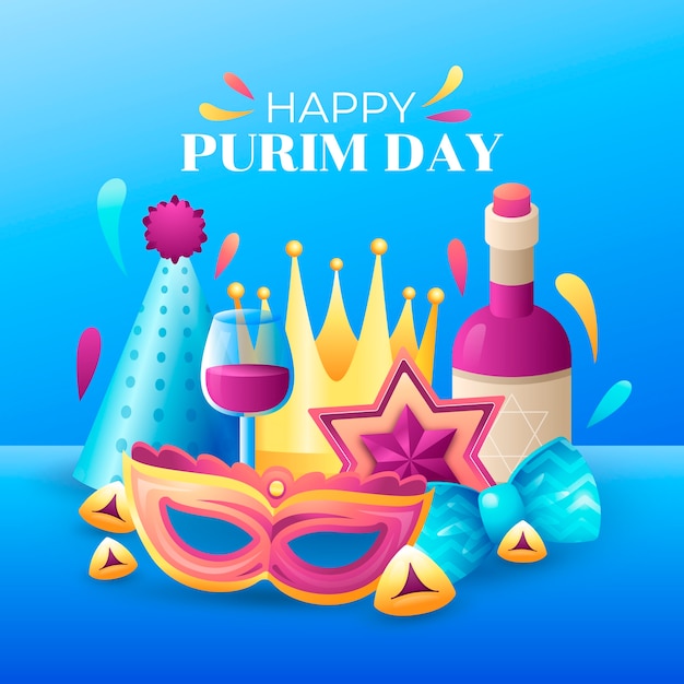 Illustrazione del gradiente per la celebrazione delle vacanze purim