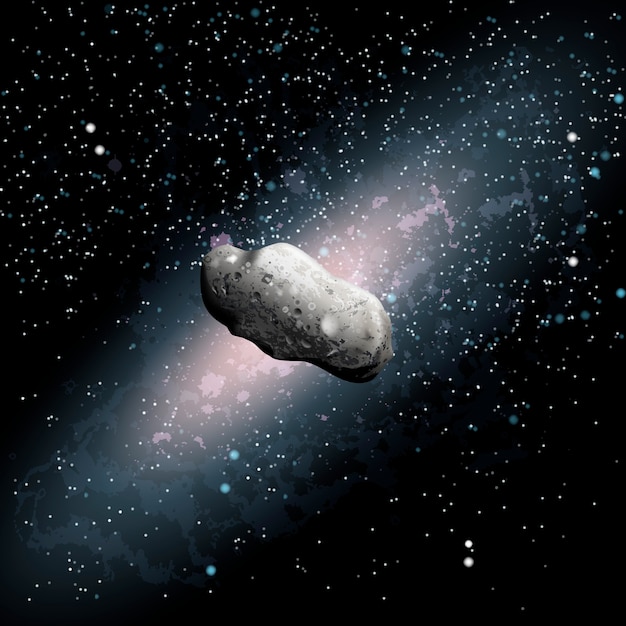illustrazione del grande asteroide che vola nella pietra celeste dell'universo