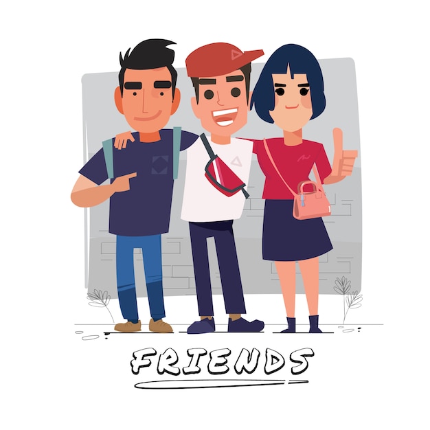Illustrazione del gruppo di amici