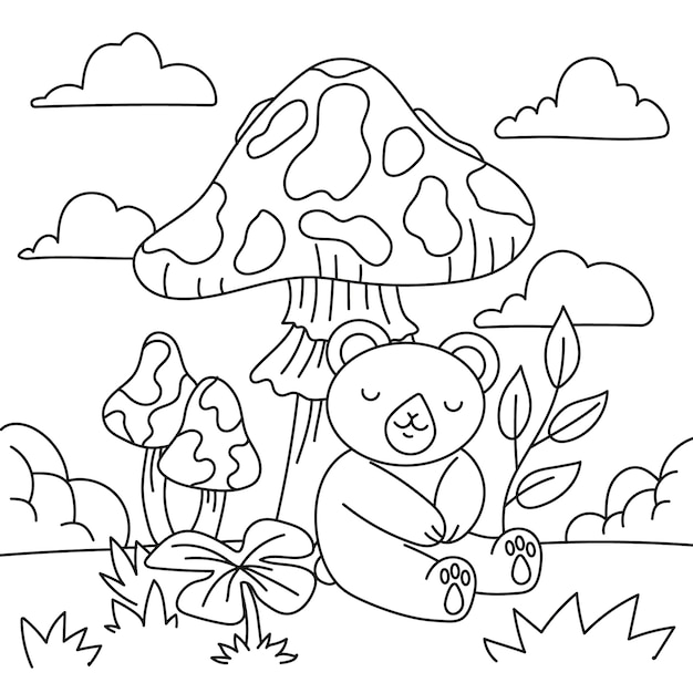 Illustrazione del libro da colorare kawaii disegnata a mano