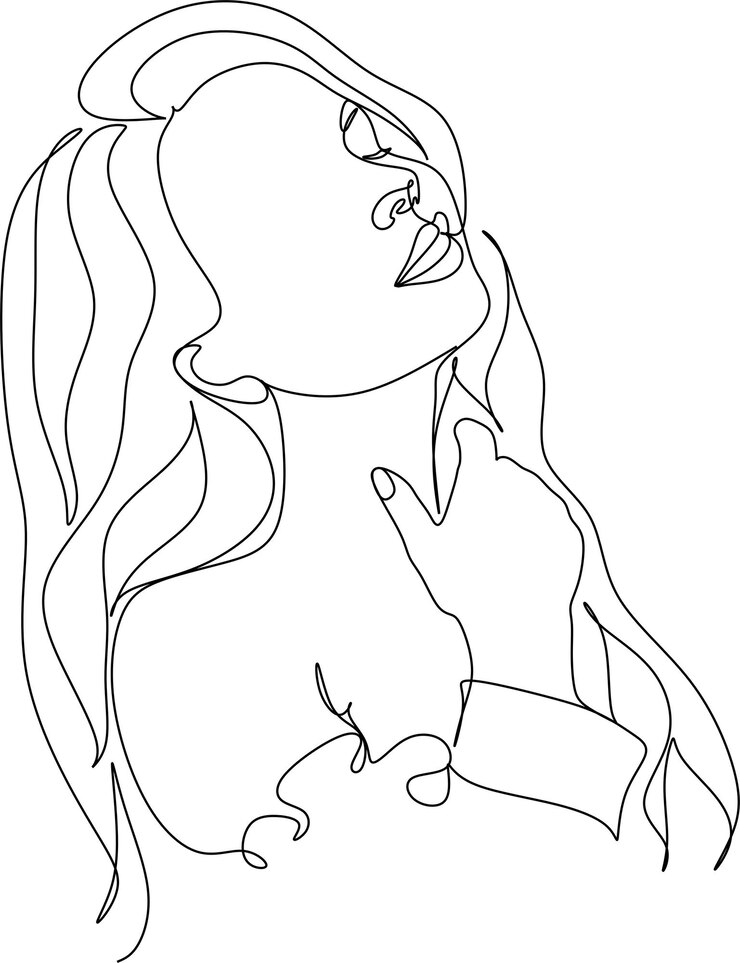 Vettore illustrazione del lineart vettoriale della testa della donna
