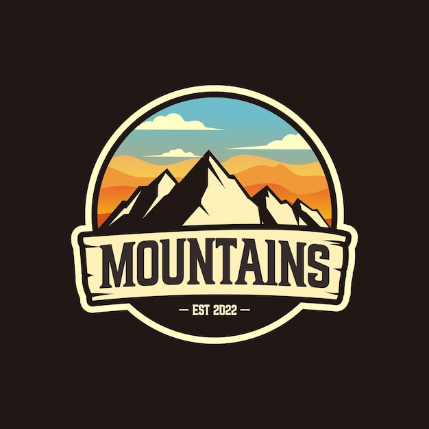 illustrazione del logo all'aperto di montagna