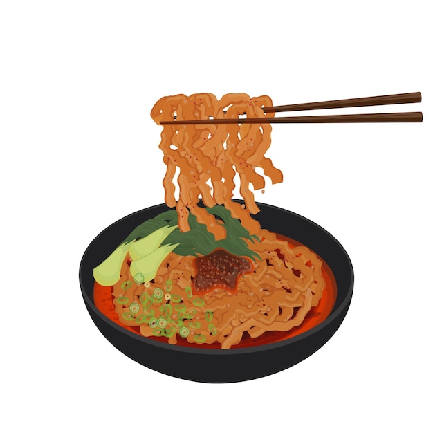 Illustrazione del logo Clipart Pronto a mangiare tagliatelle all'aglio e all'olio di peperoncino