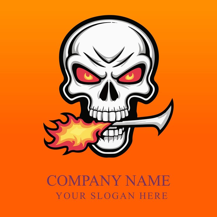 Vettore illustrazione del logo del fuoco del cranio vettoriale
