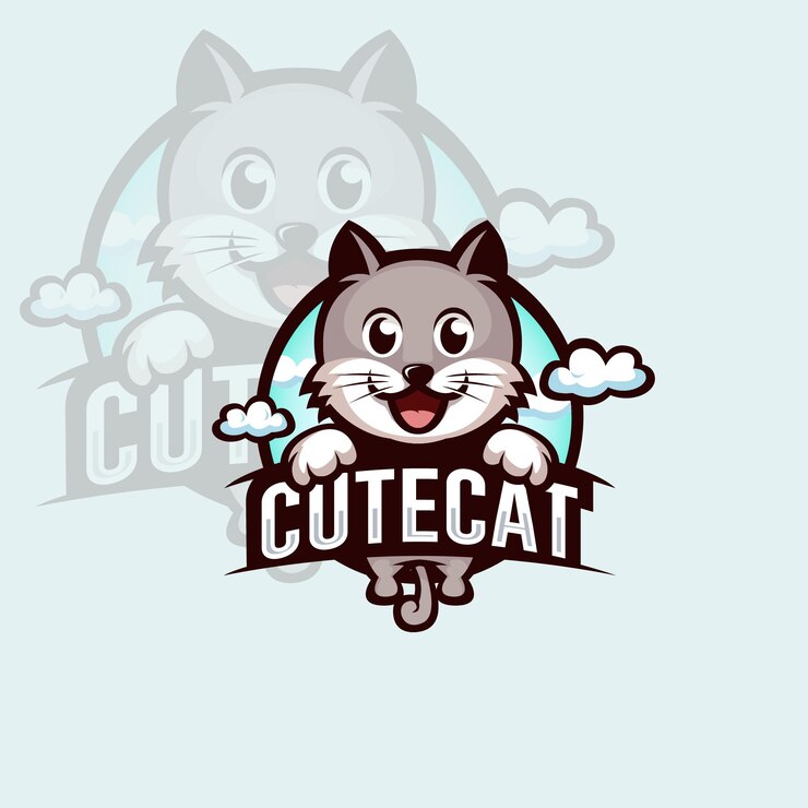 Illustrazione del logo del gatto carino