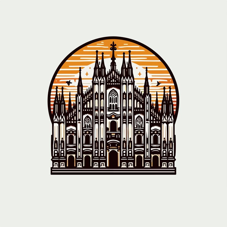 Vettore illustrazione del logo della cattedrale di milano