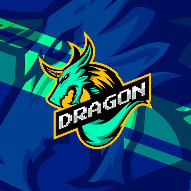 Illustrazione del logo della mascotte del gioco di esportazione del drago verde