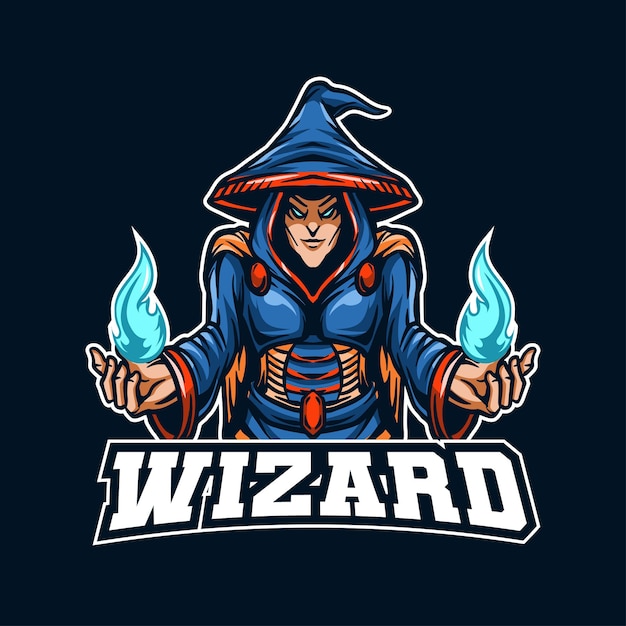 Illustrazione del logo della mascotte della strega guidata