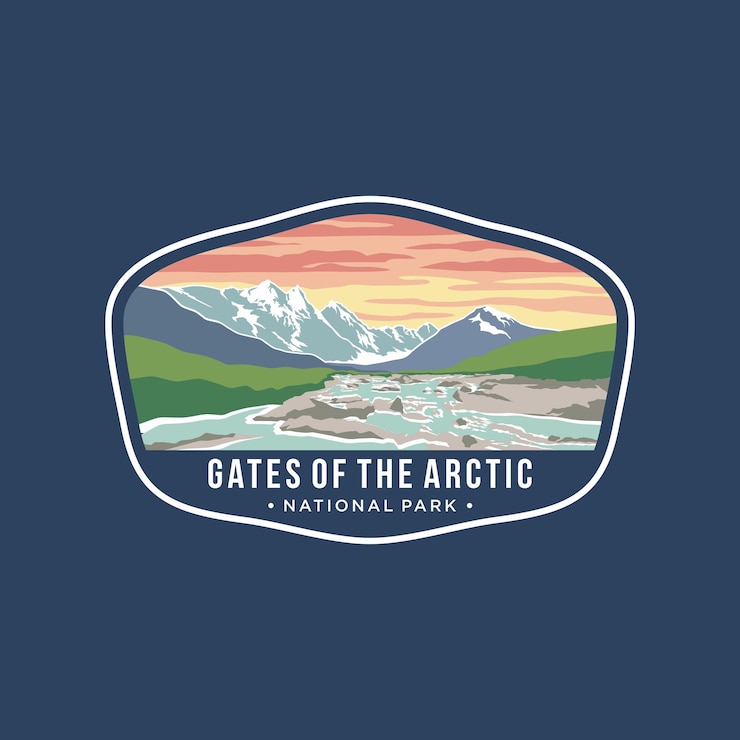 Vettore illustrazione del logo della toppa dell'emblema del parco nazionale dell'artico