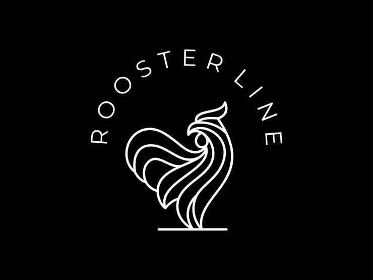 Illustrazione del logo premium del gallo minimalista di arte di linea semplice