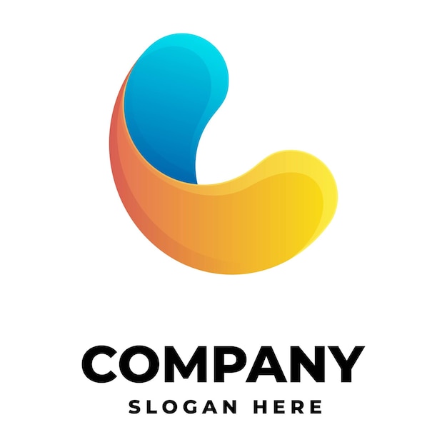 Illustrazione del logo vettoriale Lettera C gradiente colorato stile.
