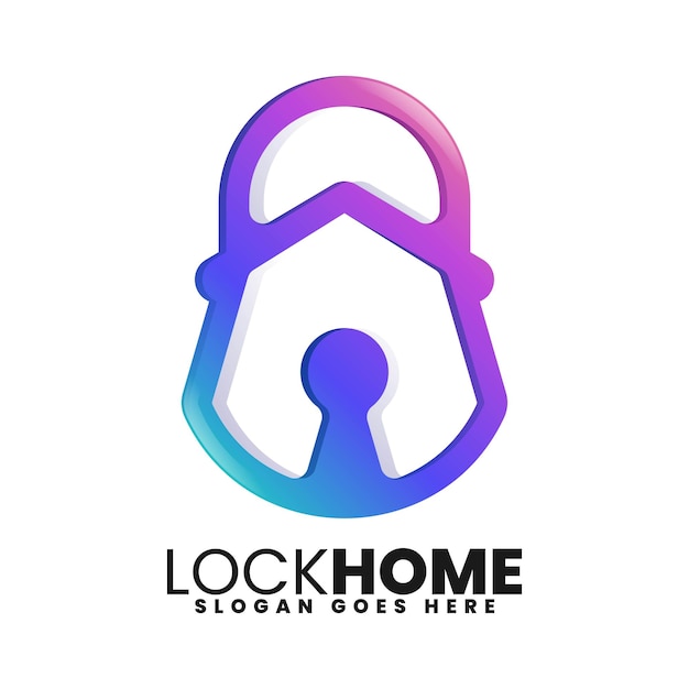 Illustrazione del logo vettoriale Lock Home Gradient Line Art Style