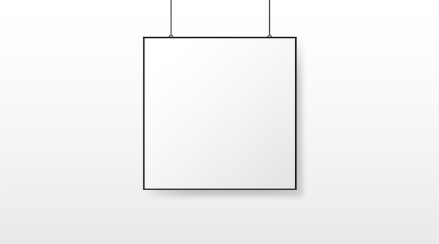Illustrazione del mockup dell'esposizione di branding della tela quadrata vuota bianca d'attaccatura