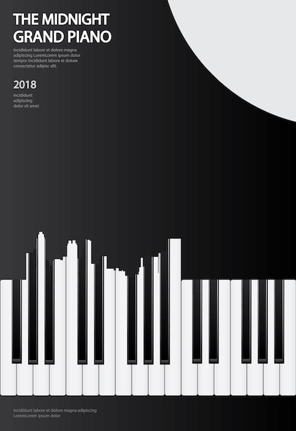 Illustrazione del modello del fondo del manifesto del pianoforte a coda di musica