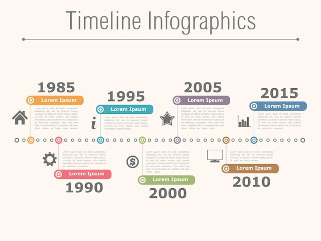 Illustrazione del modello di progettazione di infografiche di linea temporale vettoriale eps10