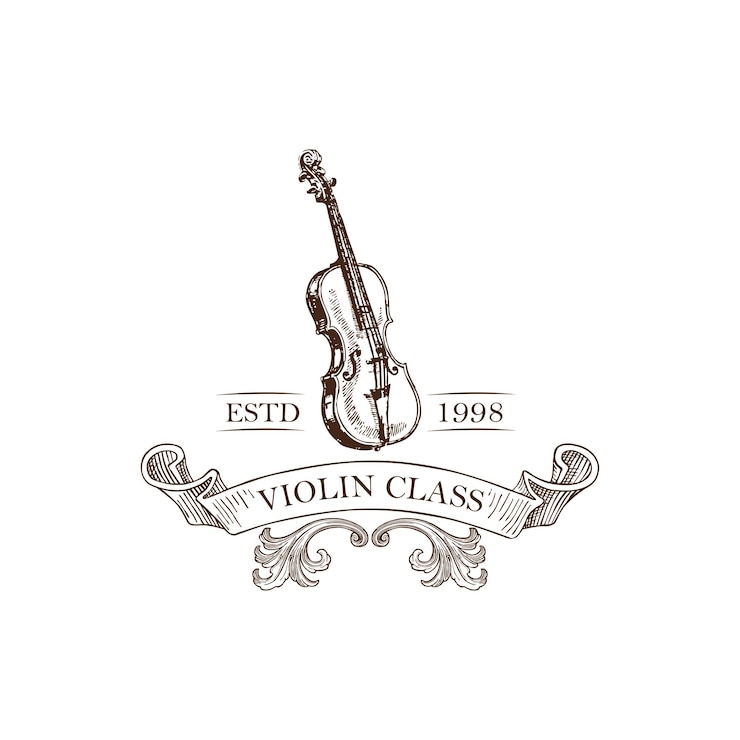Vettore illustrazione del modello vettoriale violino logo vintage