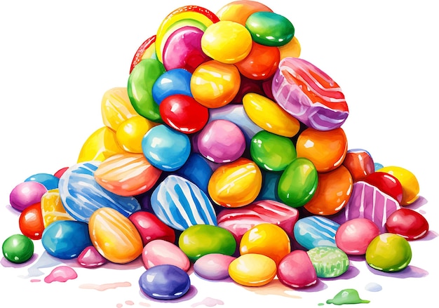 Illustrazione del mucchio di caramelle dell'acquerello