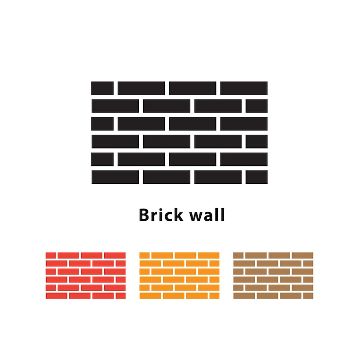 Vettore illustrazione del muro di mattoni su fondo bianco con l'insieme di colore differente.