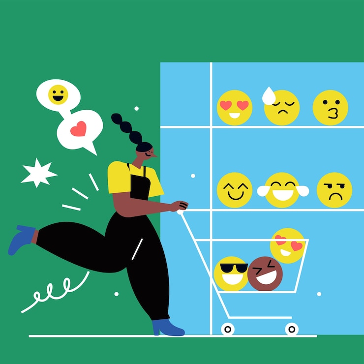 Vettore illustrazione del negozio emoji