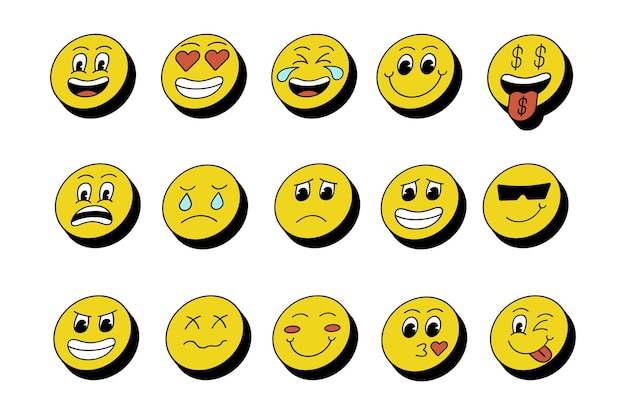 Illustrazione del pacchetto retro emoji 3d