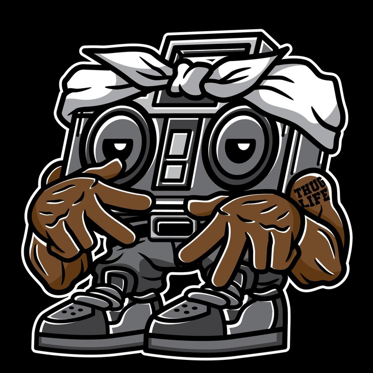 Vettore illustrazione del personaggio boombox hip hop