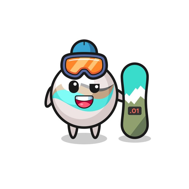 Illustrazione del personaggio del giocattolo in marmo con stile snowboard