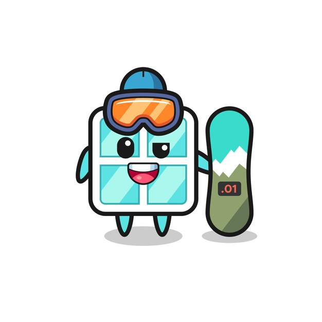 Illustrazione del personaggio della finestra con lo stile dello snowboard