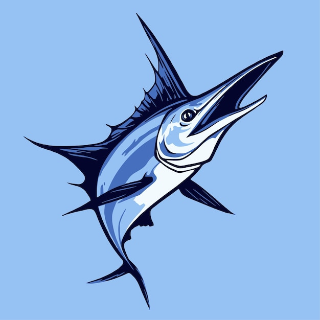 Illustrazione del pesce marlin azzurro dell'Atlantico Illustrazione del pesce spada ancora